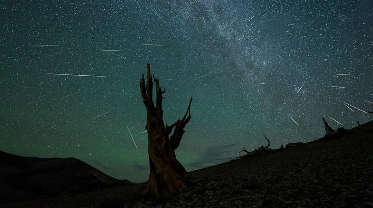 night sky with shooting stars