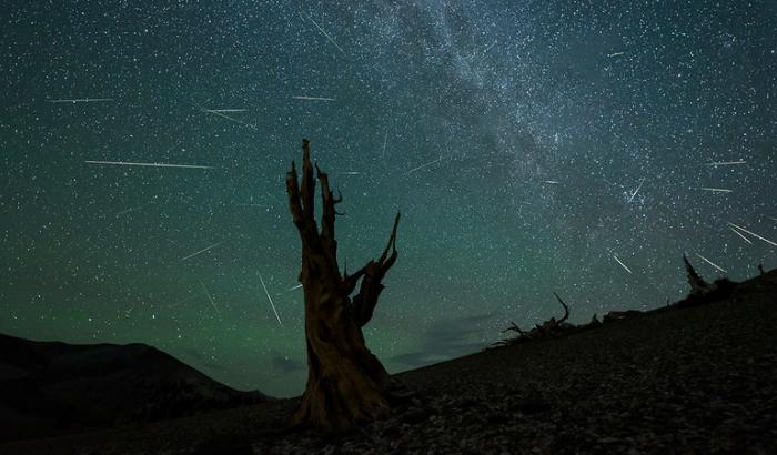 night sky with shooting stars