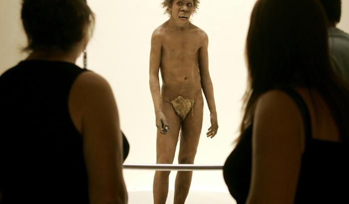 Reconstitution d'un "Homo erectus", le 19 juillet 2004 au musée de la Préhistoire, aux Eyzies-de-Tayac (Dordogne)