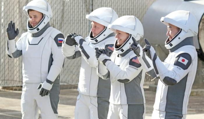 Les astronautes de la mission Crew-11 avant leur départ pour la Station spatiale internationale (ISS), à Cap Canaveral aux Etats-Unis, le 1er août 2025