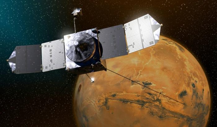 Illustration artistique obtenue le 22 septembre 2014 de la sonde Maven (Mars Atmosphere and Volatile Evolution) de la Nasa