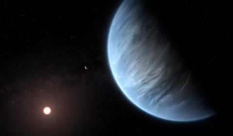 Vue d'artiste de l'exoplanète K2-18 b fournie par l'ESA/Hubble le 11 septembre 2019