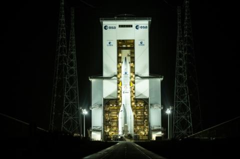 La fusée Ariane 6 prête à décoller à Kourou, en Guyane française, le 3 mars 2025