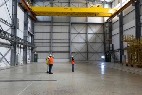 Le bâtiment d'intégration des fusées Maia sur l'ancien pas de tir des Soyouz russes attribué à MaiaSpace à Kourou, en Guyane française, le 13 février 2026