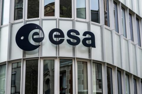 Le logo de l'Agence spatiale européenne (Esa) à Paris, le 23 juillet 2025