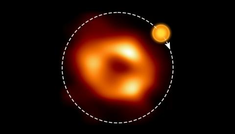Représentation de la bulle de gaz circulant autour du trou noir Sagittarius A* et de l'anneau de matière qui l'entoure, dans une photo fournie par l'Observatoire européen austral le 22 septembre 2022