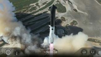Image du lancement de la fusée Starship de SpaceX le 24 juillet 2026 depuis Starbase au Texas issue de la retransmission vidéo de l'entreprise