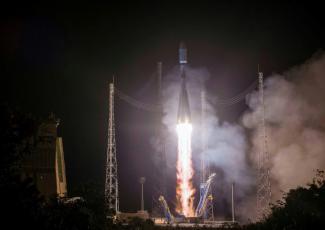 Décollage d'une fusée Soyouz du Centre spatial guyanais (CSG) en novembre 2018 à Kourou