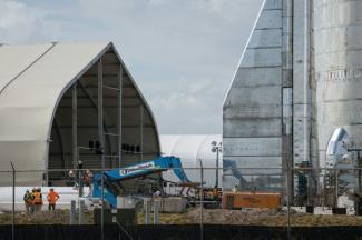 Le site de construction du Starship de SpaceX, à Boca Chica, au Texas, le 28 septembre 2019