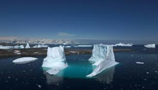 Vue du paysage à la station Palmer des États-Unis, sur l'île Anvers, en Antarctique, le 21 janvier 2024