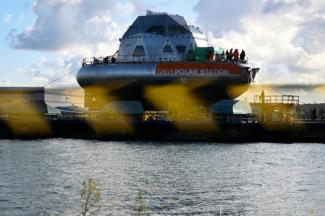 La station polaire Tara le 1er octobre 2024, à Cherbourg, dans la Manche