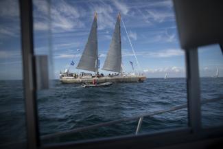 La goélette scientifique Tara arrive à Lorient, le 15 octobre 2022